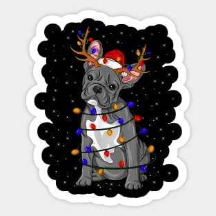 French Bulldog Reindeer Xmas Color Lights Merry Christmas Sticker